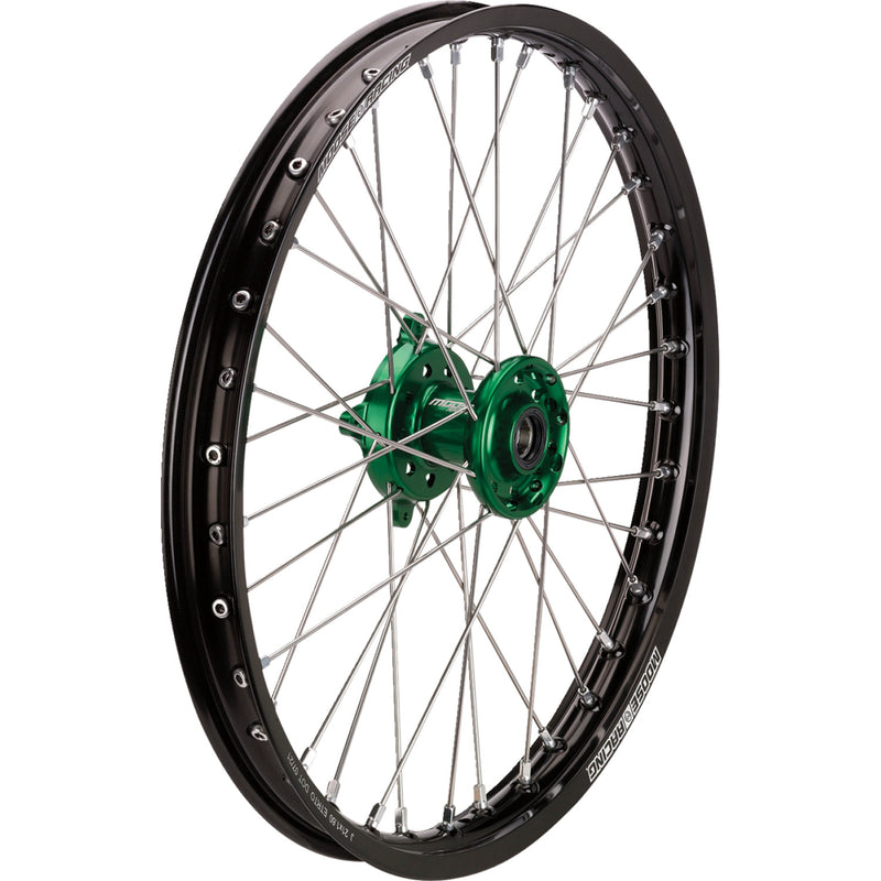 Moose Racing Wheel Assembly - SX-1 - Complete - Front - Black Wheel/Green Hub - 21x1.6 - Kawasaki KFN-16021-BKGN