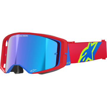 Alpinestars Supertech Goggle - Corp - Red/Blue - ABS Vision - Blue Mirror 5100325-3055 | Goggles 