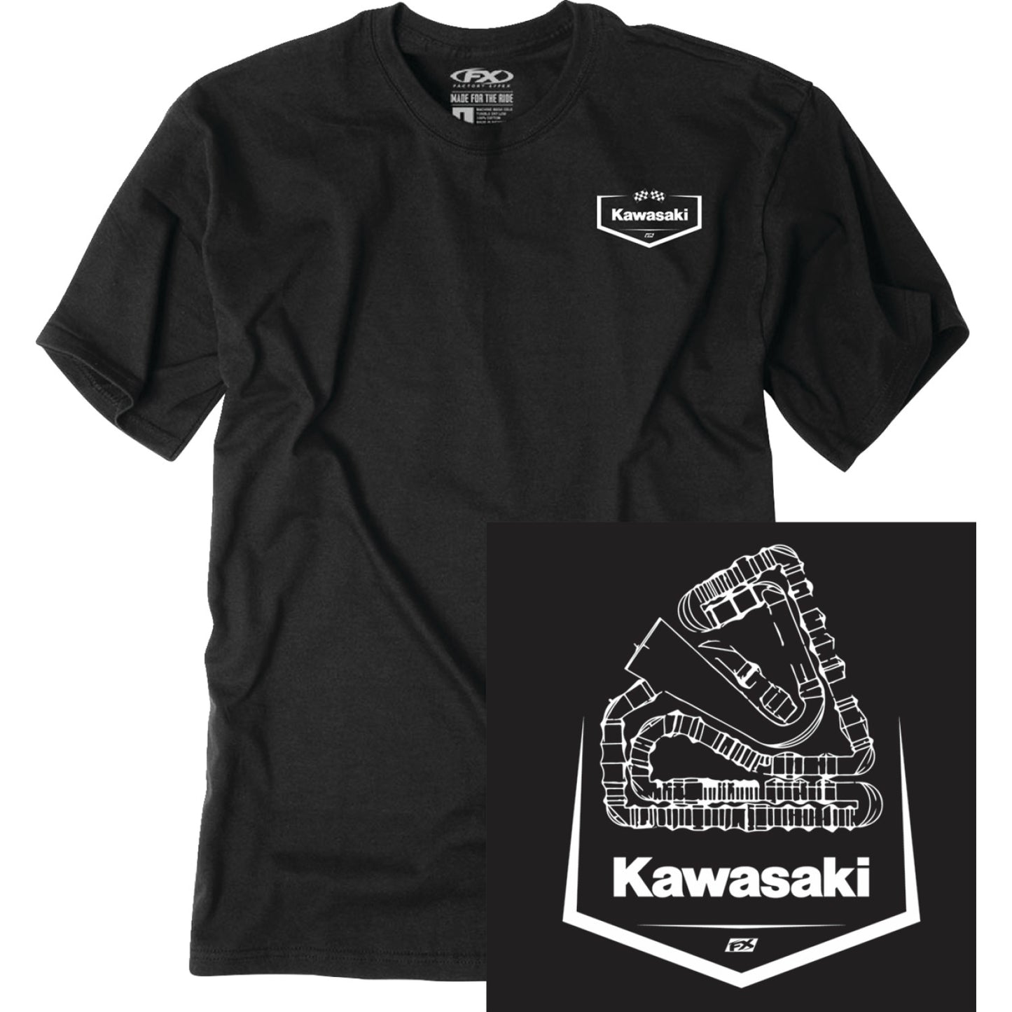 FACTORY EFFEX Kawasaki Track T-Shirt - Black - Large 28-87104