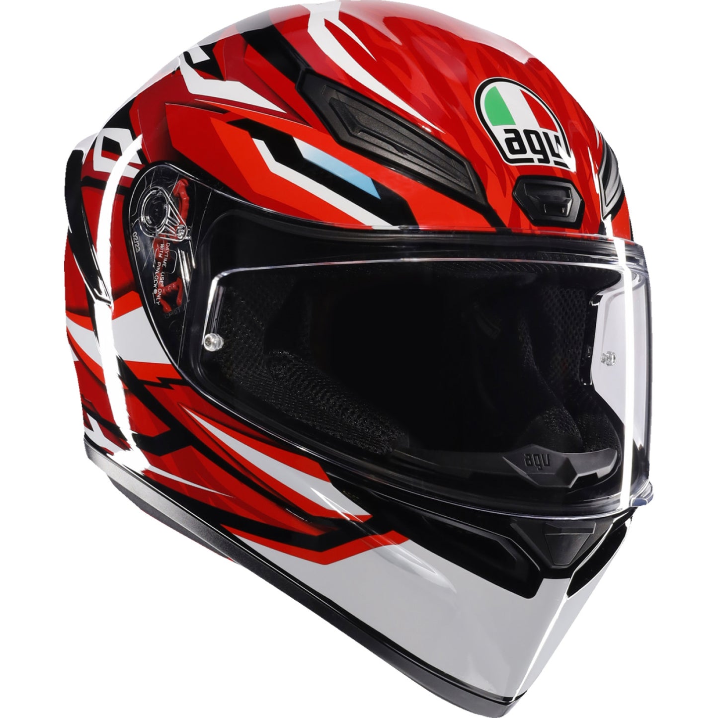 AGV K1 S Helmet - Lion - Black/Red/White - Small 2118394003-035-S | Street Full Face Adult Helmet