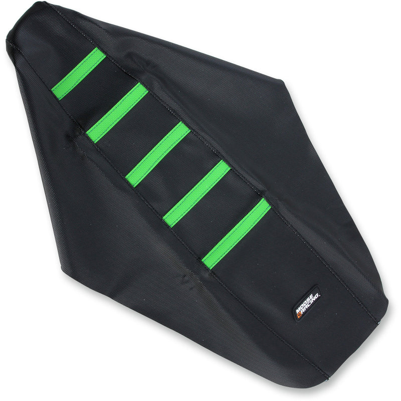 Moose Racing Ribbed Seat Cover - Black Cover/Green Ribs - Kawasaki KXF25009-334RT