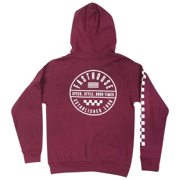 Fasthouse Youth Statement Hooded Zip Up Maroon YXL