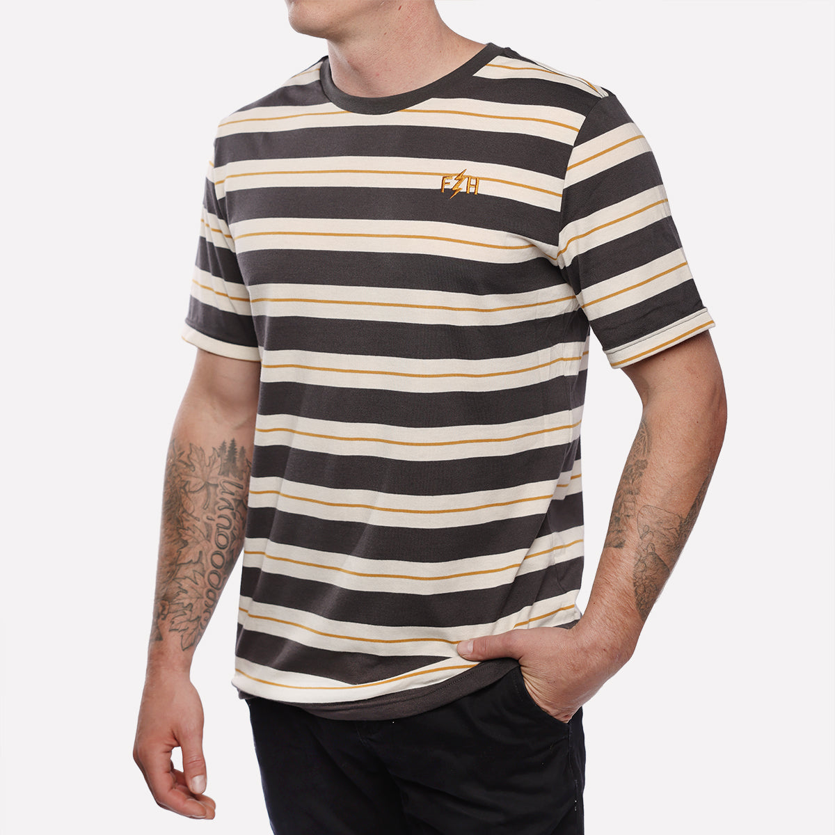 Defector Stripe Tee - Natural/Black