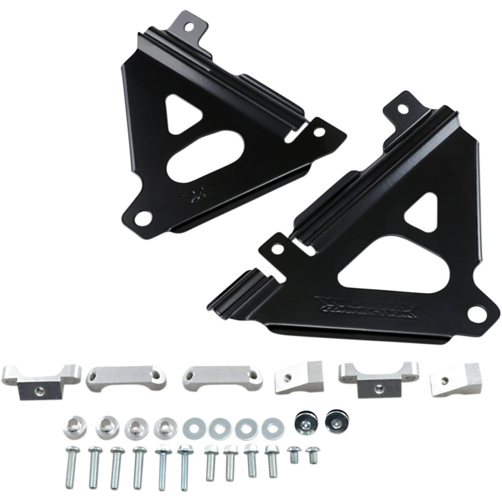 WORKS CONNECTION Radiator Brace Set - Black - Kawasaki 18-B300