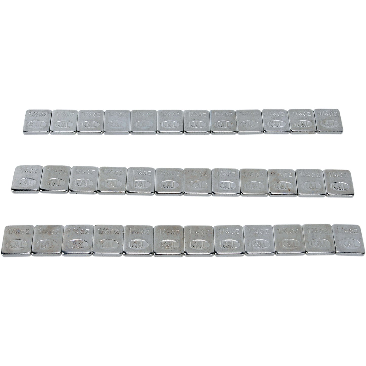 K&L Supply Wheel Weights - Rectangle - Adhesive Stick-On - Chrome - 36 Pack 32-2434 | Tire Mounting & Balancing Products