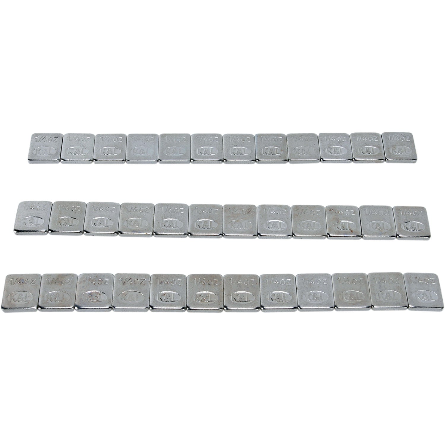 K&L Supply Wheel Weights - Rectangle - Adhesive Stick-On - Chrome - 36 Pack 32-2434 | Tire Mounting & Balancing Products