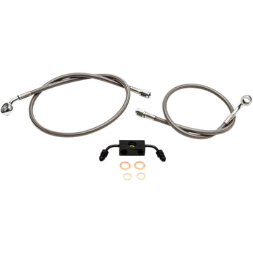 LA Choppers Brake Lines - 15" - 17" Ape Hanger Handlebars - Stainless Steel LA-8231B16