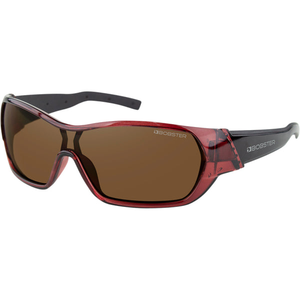 Bobster Aria Sunglasses - Gloss Clear Burgundy - Brown Lens BARI101