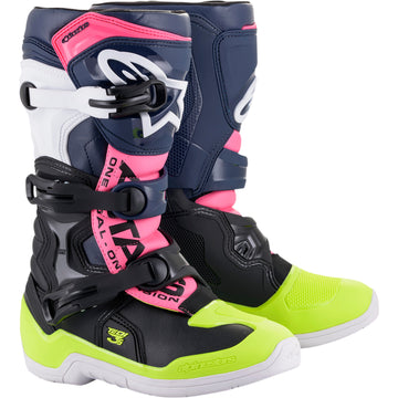 ALPINESTARS Tech 3S Boots - Black/Blue/Pink/White/Yellow - US 2 2014018-1176-2