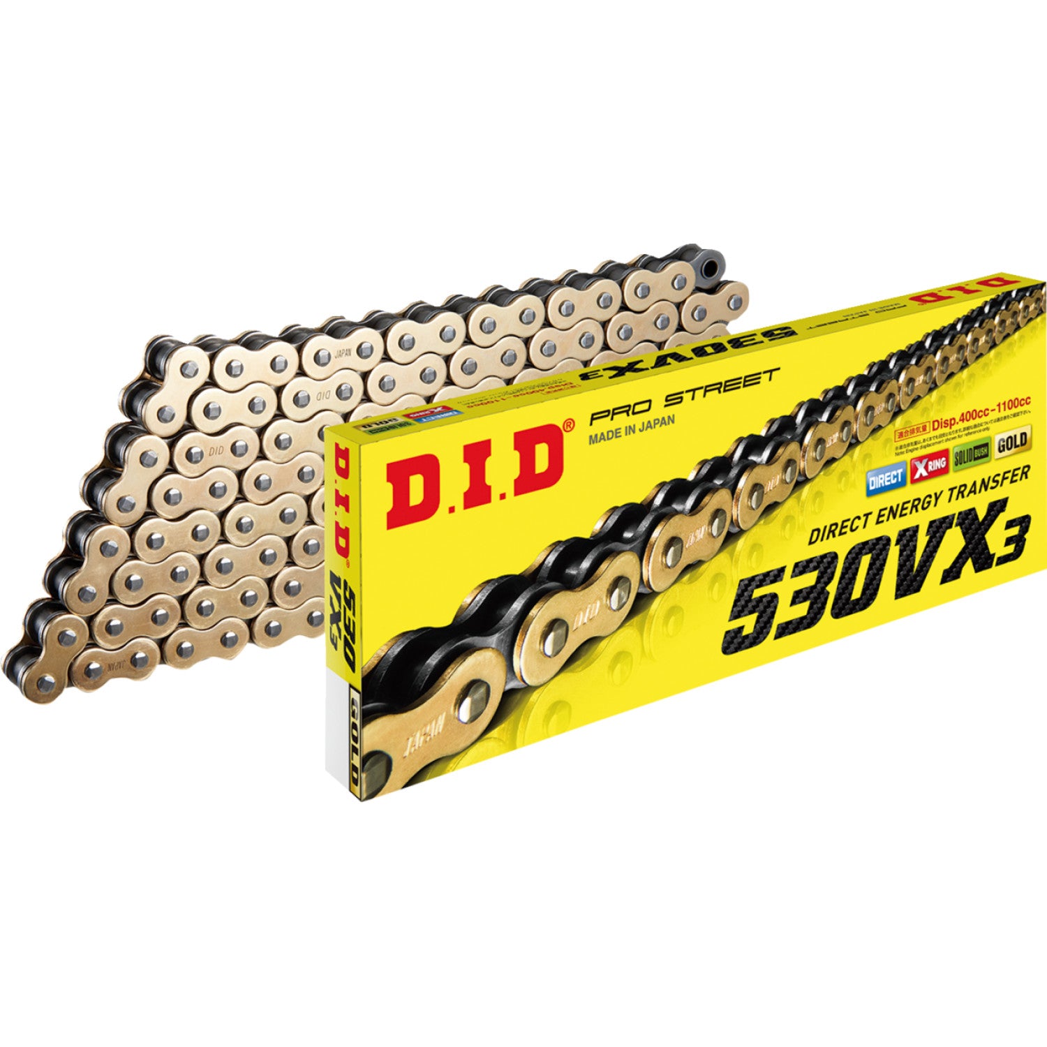 DID 530 VX3 - Drive Chain - 110 Links - Gold M530VX3G110ZB | Drive Chain   X'ring Types