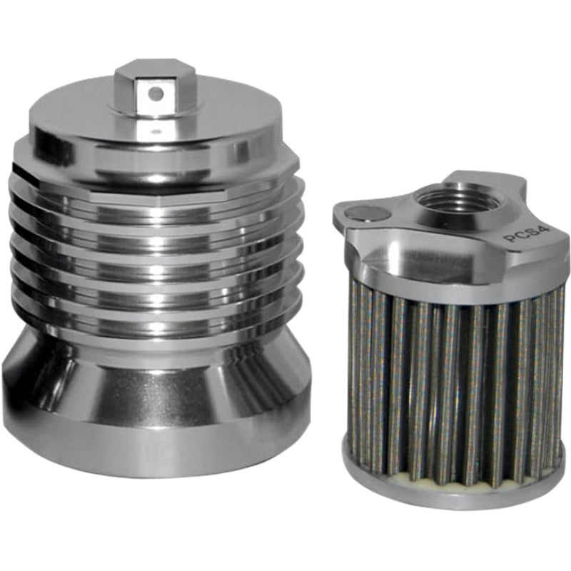 PC RACING Flo? "Spin-on" Oil Filter - Polished Aluminum - Aprilia/BMW/Buell/H-D/Moto Guzzi/Yamaha PCS4C