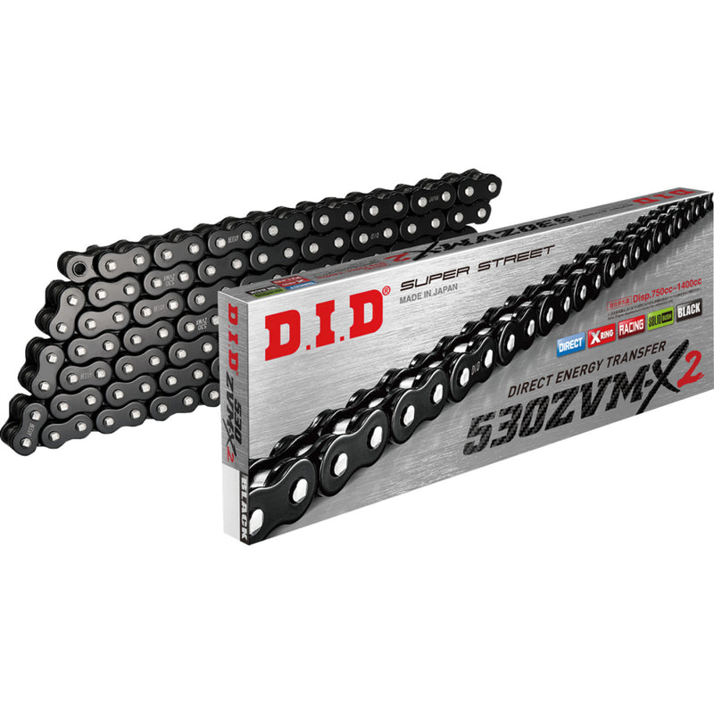 DID 530 ZVM-X2 - Drive Chain - 120 Links - Black 530ZVMX2B120 | Drive Chain   X'ring Types