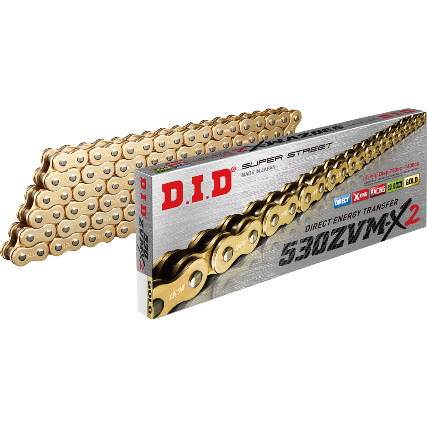 DID 530 ZVM-X2 - Drive Chain - 120 Links - Gold M530ZVMX2G120 | Drive Chain   X'ring Types