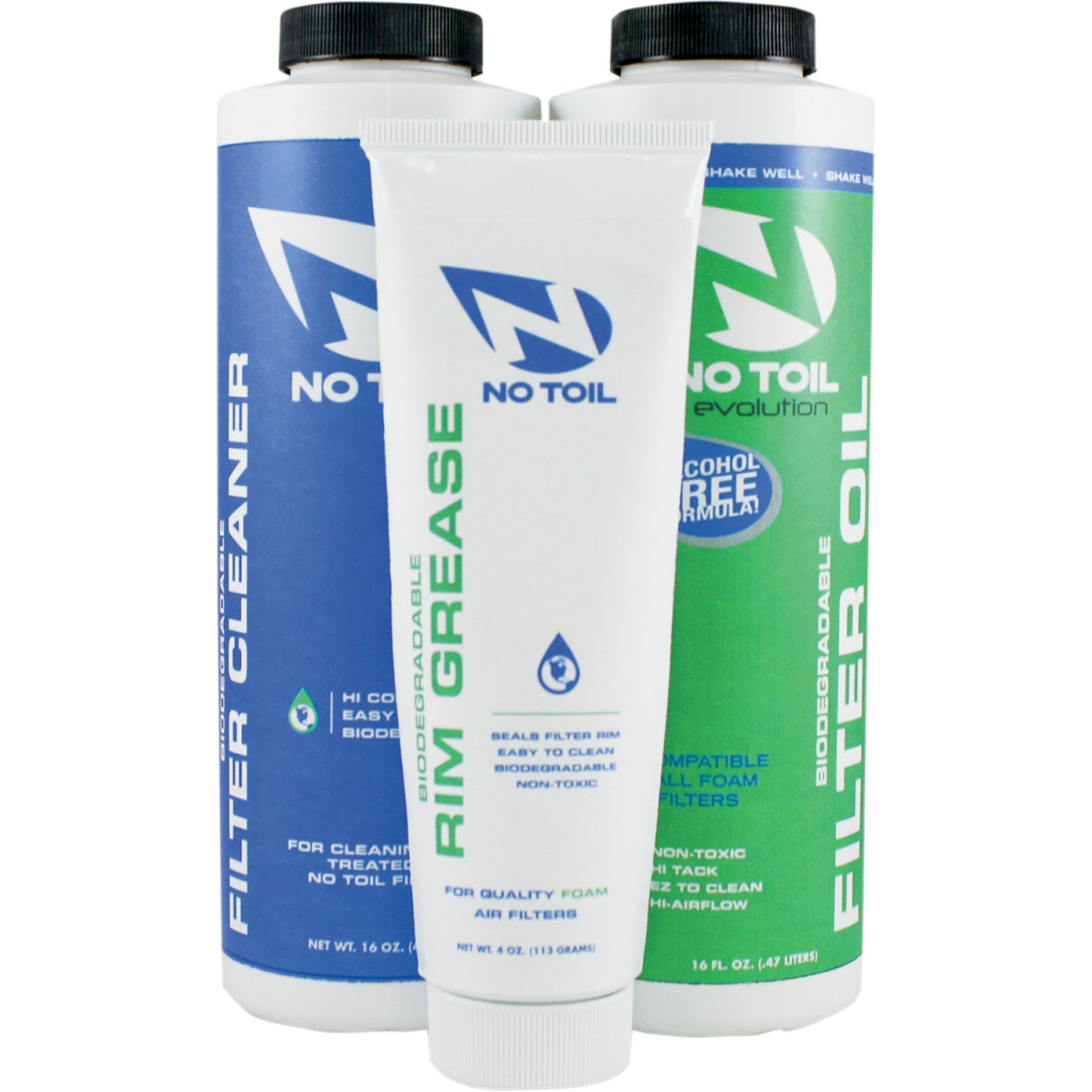 No Toil Evolution Filter Oil, Cleaner, And Rim Grease Kit Ev109 by No Toil