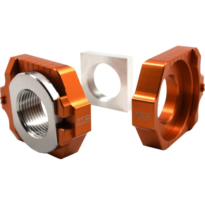 WORKS CONNECTION Elite Axle Block Kit - Orange - Gas Gas/Husqvarna/KTM 17-264