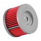 Red and gray air filter on a white background
