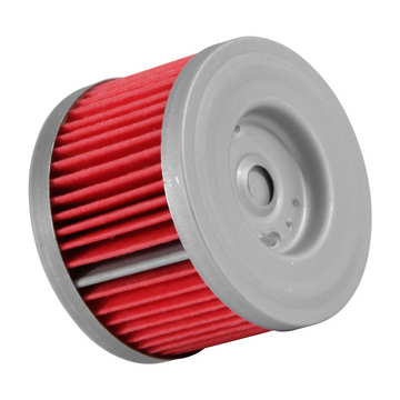 Red and gray air filter on a white background