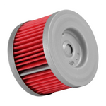 Red and gray air filter on a white background