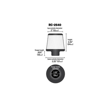 RC-2540 K&N UNIVERSAL CLAMP-ON AIR FILTER