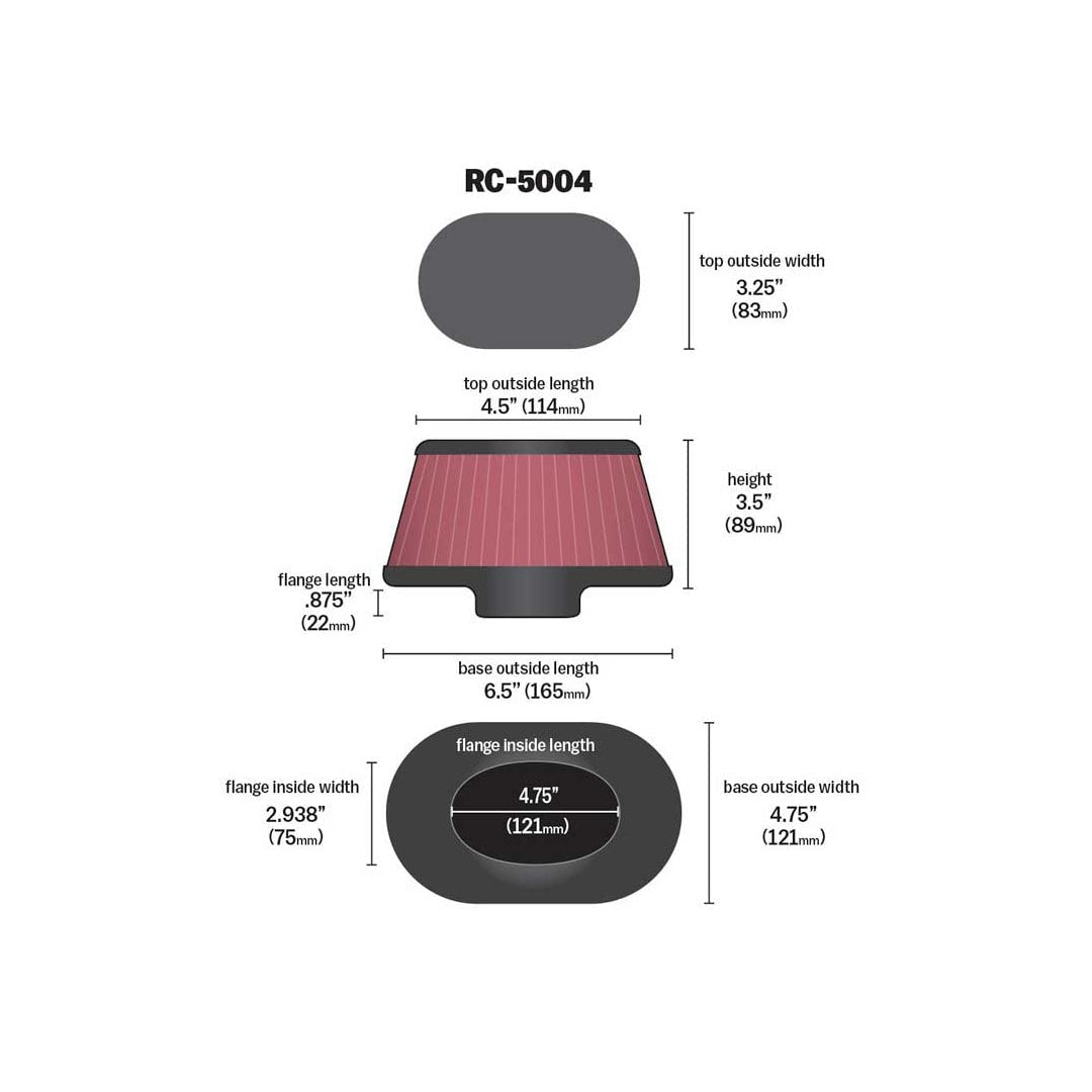 RC-5004 K&N UNIVERSAL CLAMP-ON AIR FILTER