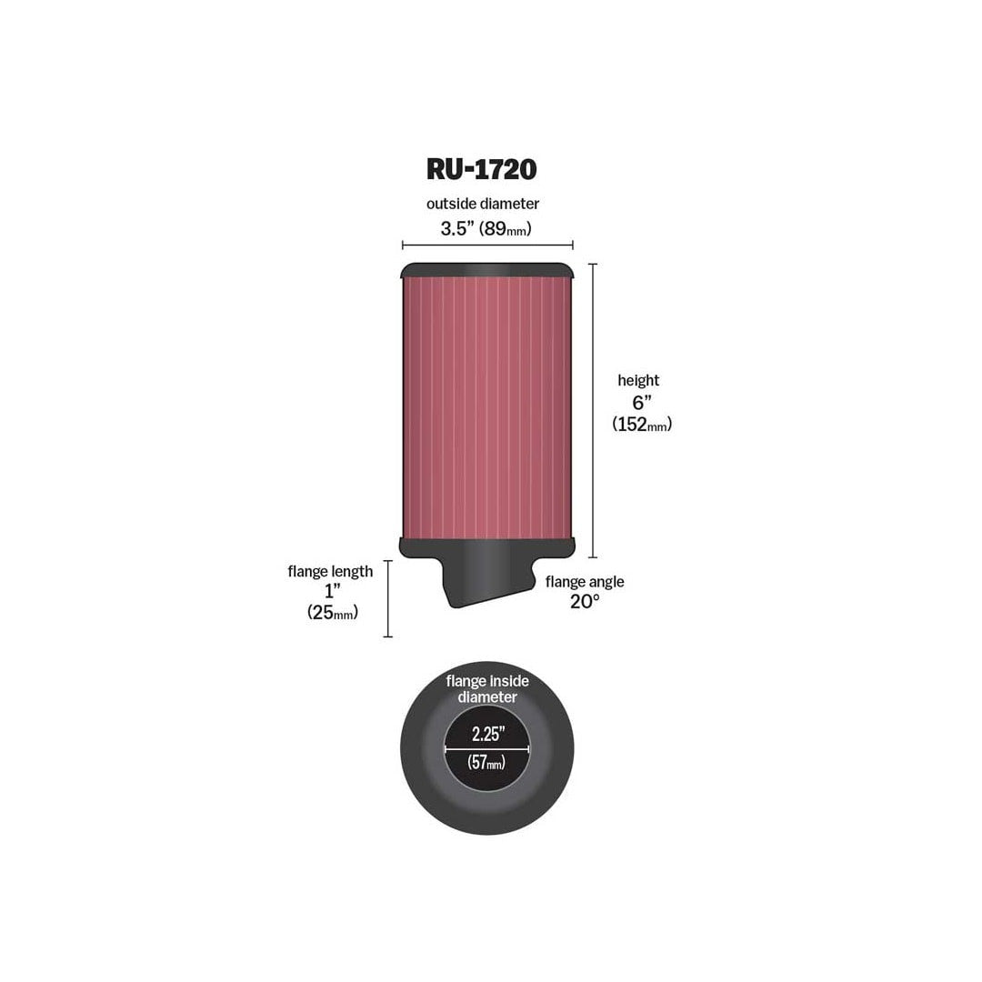 RU-1720 K&N UNIVERSAL CLAMP-ON AIR FILTER