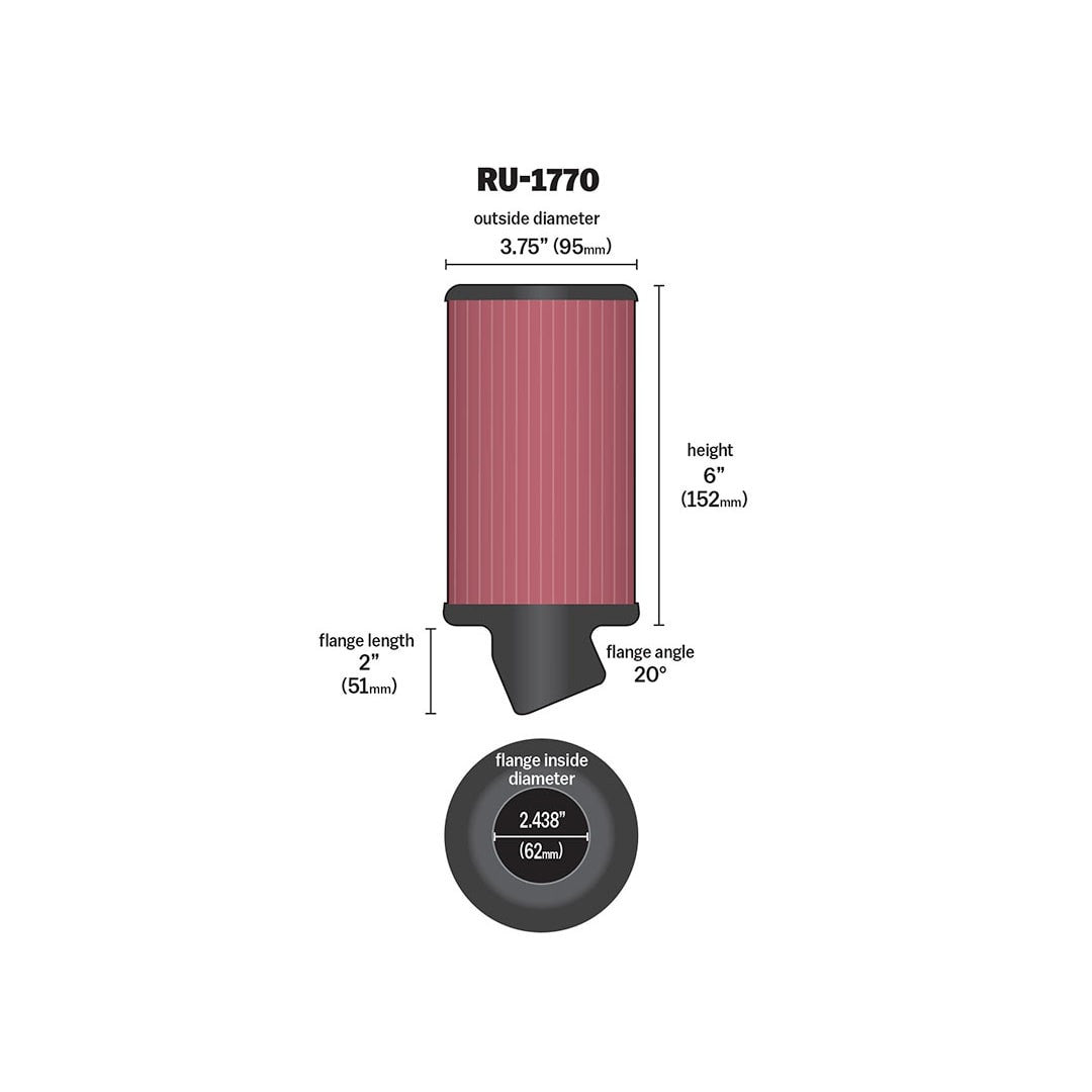 RU-1770 K&N UNIVERSAL CLAMP-ON AIR FILTER