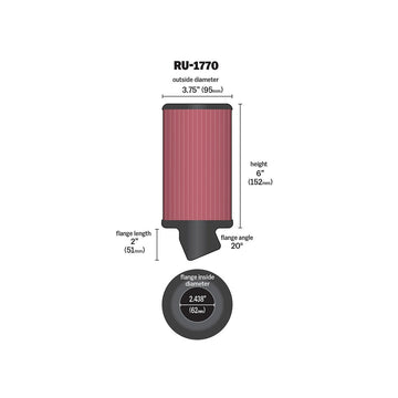 RU-1770 K&N UNIVERSAL CLAMP-ON AIR FILTER