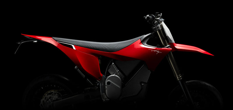 Stark Varg SM supermoto in red, side view