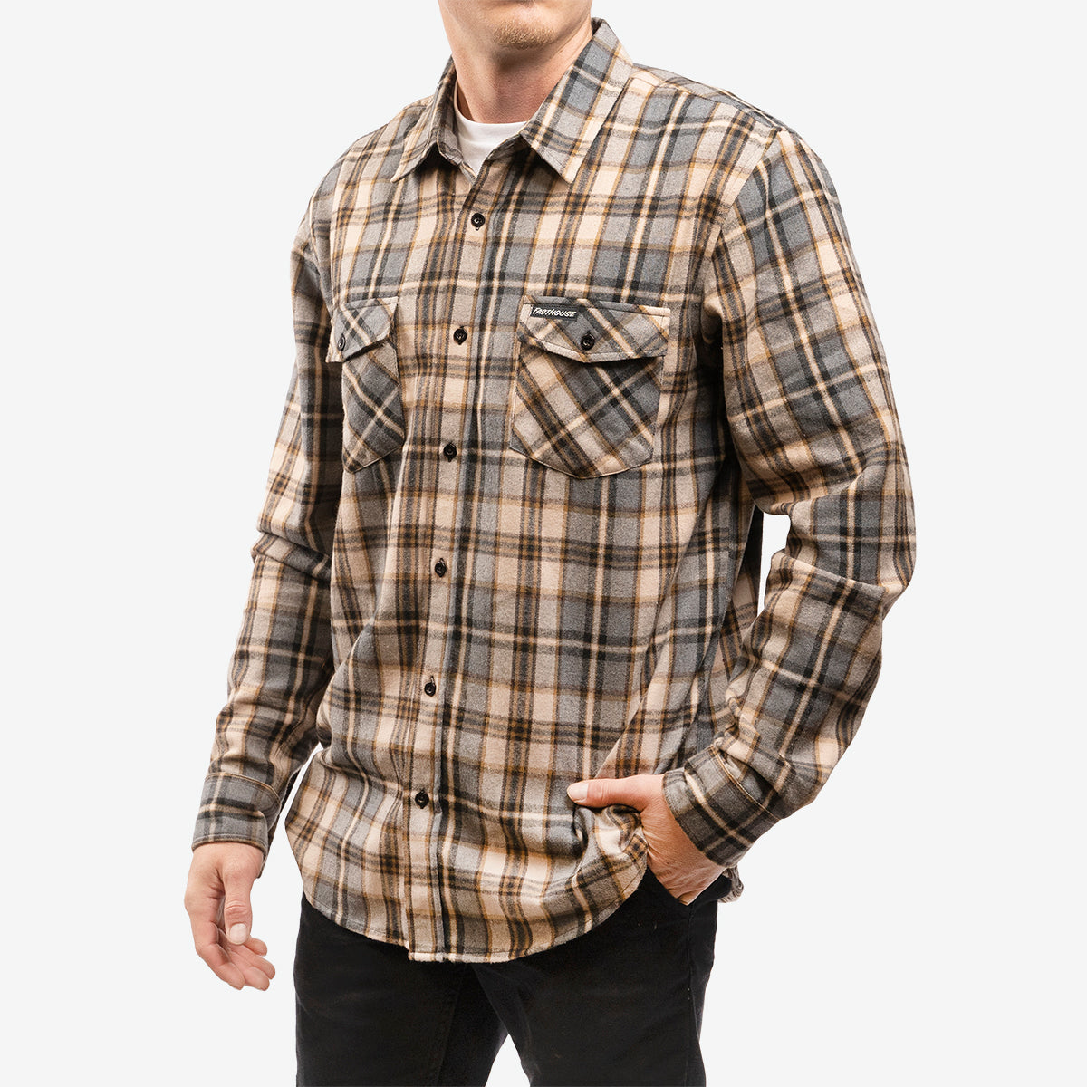 Fasthouse Saturday Night Special Flannel, Beige SM