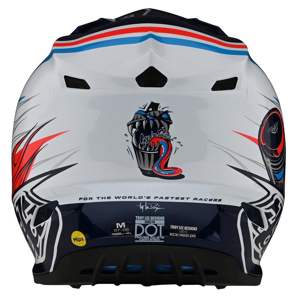 Troy Lee Designs SE4 Youth Helmet Skooly Blue/Orange - YL