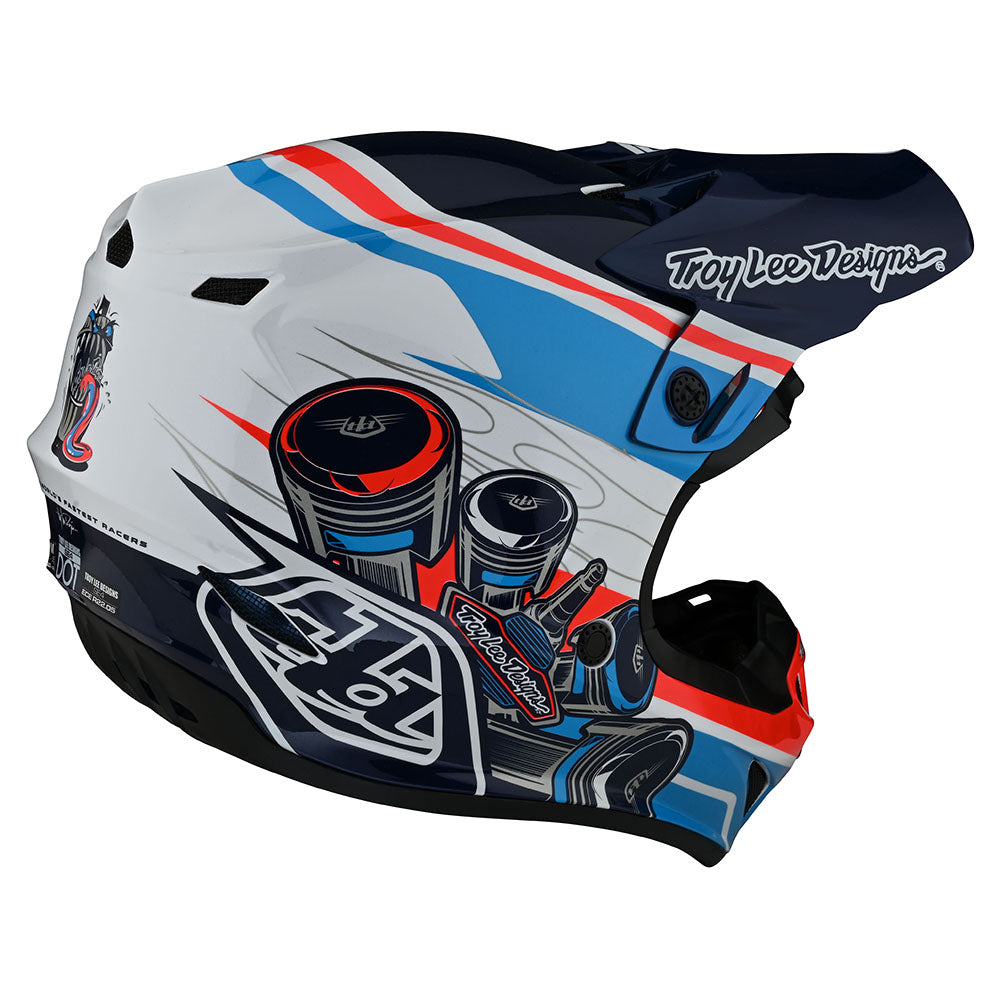 Troy Lee Designs SE4 Youth Helmet Skooly Blue/Orange - YL