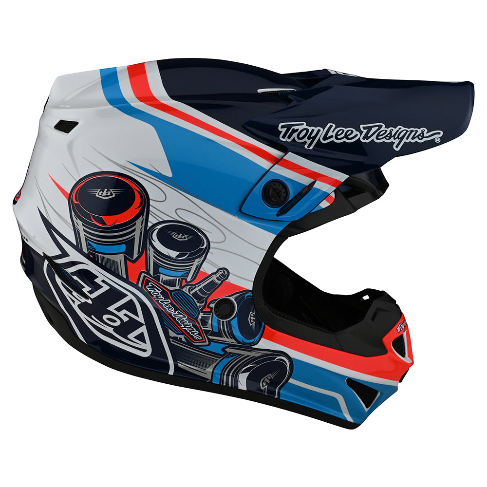 Troy Lee Designs SE4 Youth Helmet Skooly Blue/Orange - YL