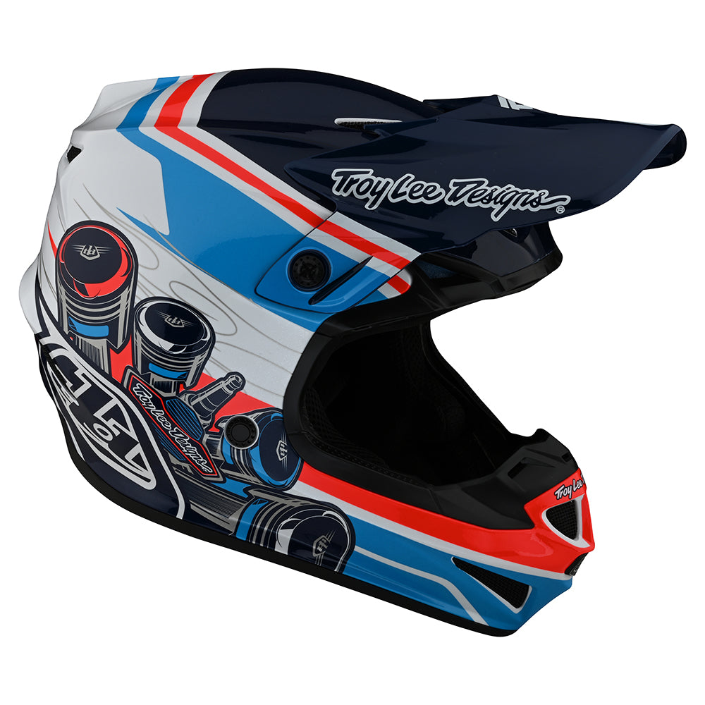 Troy Lee Designs SE4 Youth Helmet Skooly Blue/Orange - YL