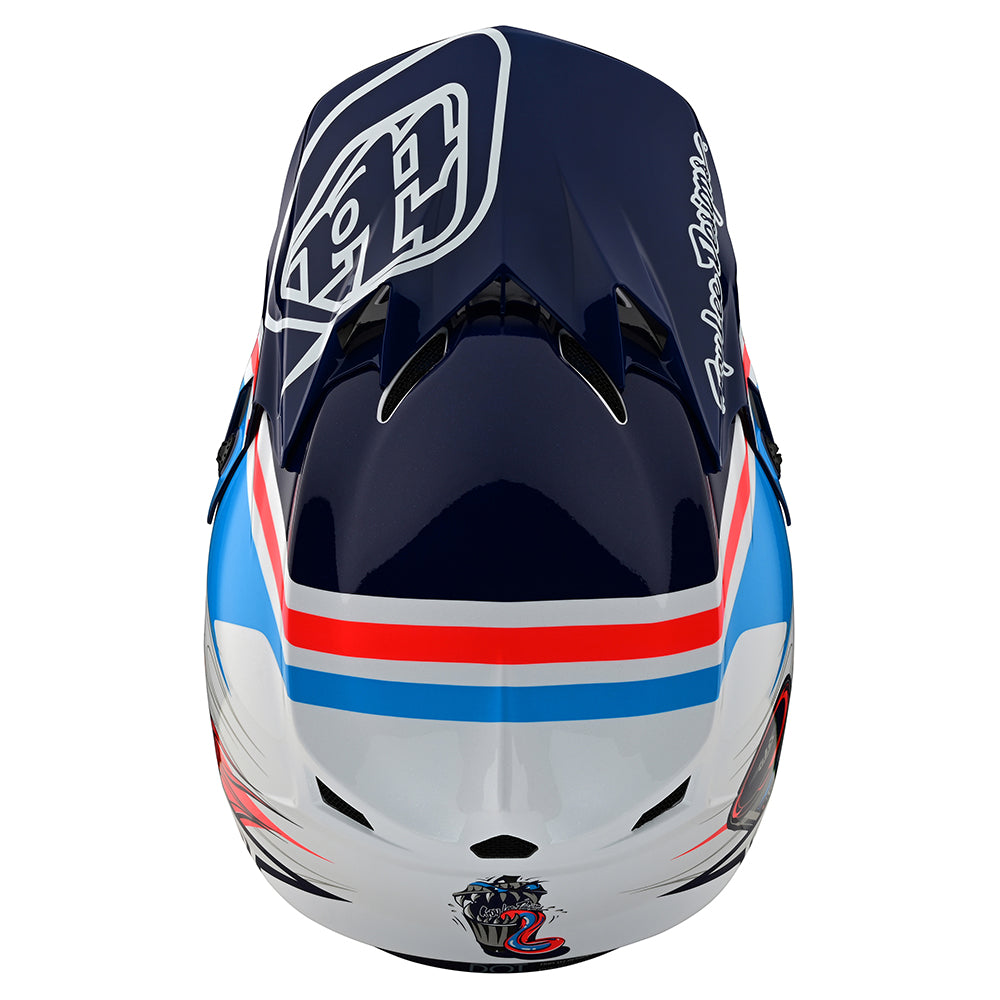 Troy Lee Designs SE4 Youth Helmet Skooly Blue/Orange - YL