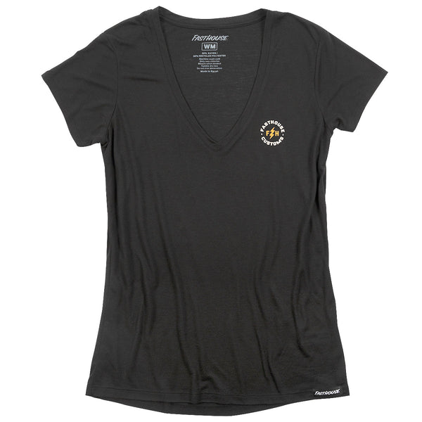 Fasthouse Women's Easy Rider Deep V SS Tee, Black - WSM