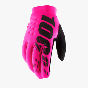 100% Brisker Womens Gloves Neon Pink/Black LG