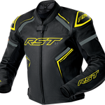 RST S1 D3O Leather CE Jacket - Black/Grey/Fluro Yellow - S