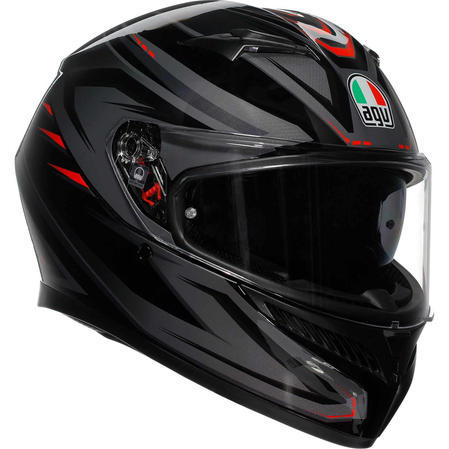 AGV K3 Helmet - Syth - Black/Red - Large 2118381004-021-L | Street Full Face Adult Helmet