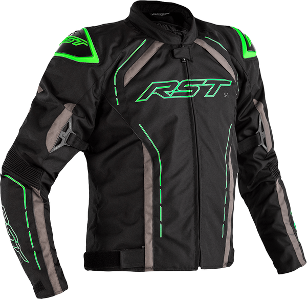 RST S1 CE Textile Jacket - Black/Grey/Neon Green - 2XL