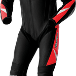 RST Tractech Evo D3O CE Leather Suit - Black/Fluro Red - S