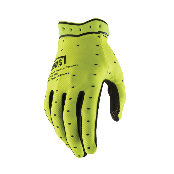 100Percent Ridefit Gloves Flo Yellow Lg