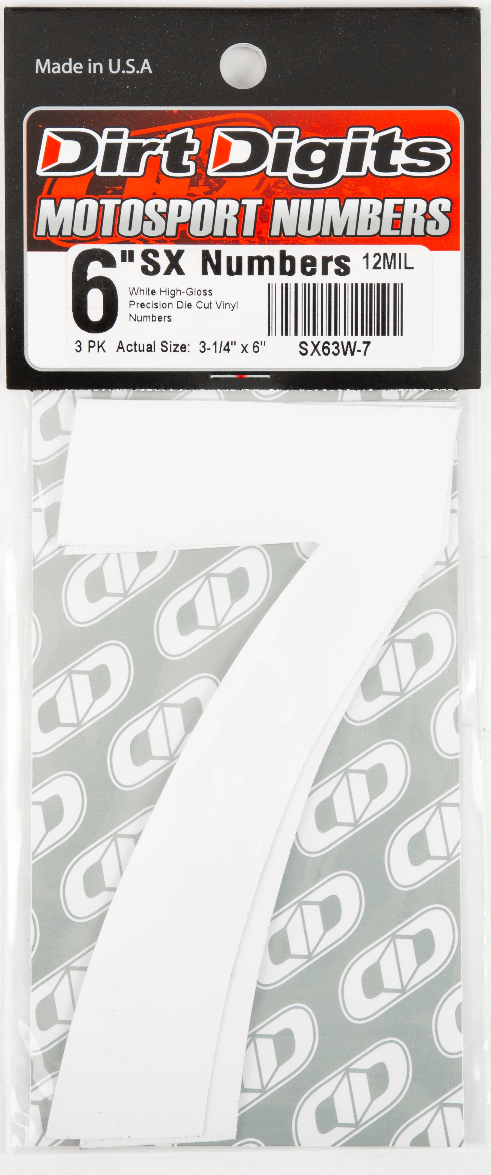 #7 6" White Super X Digits 3/Pk