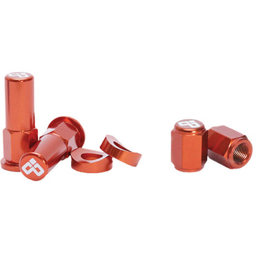 Dubya Rim Lock Nut and Valve Cap Kit Orange by WPS