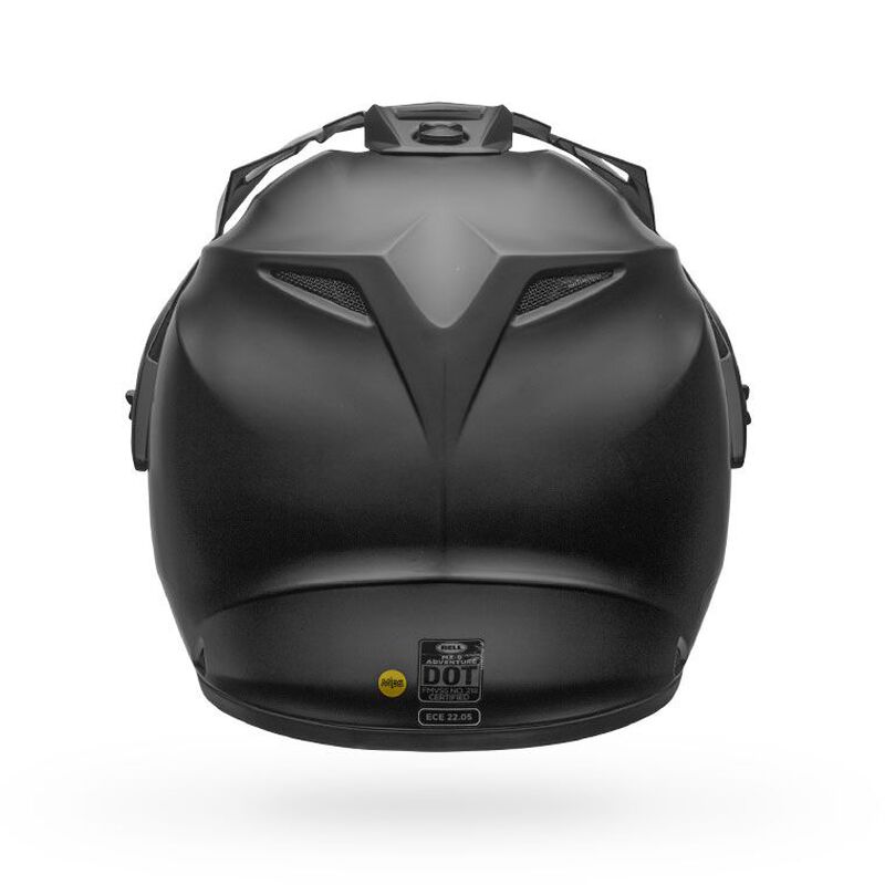 Rear view of the matte black Bell MX-9 Adventure MIPS helmet.
