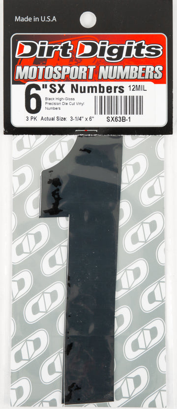 #1 6" Black Super X Digits 3/Pk