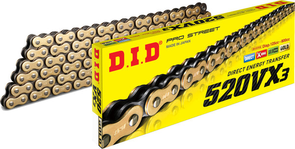 D.I.D. 520Vx3 Clip Masterlink Gold