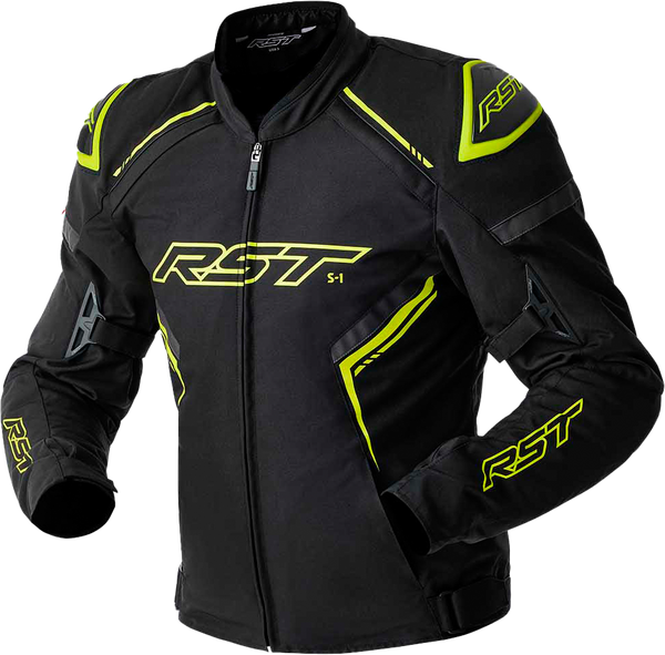 RST S1 D3O Textile CE Jacket - Black/Grey/Fluro Yellow - 3XL