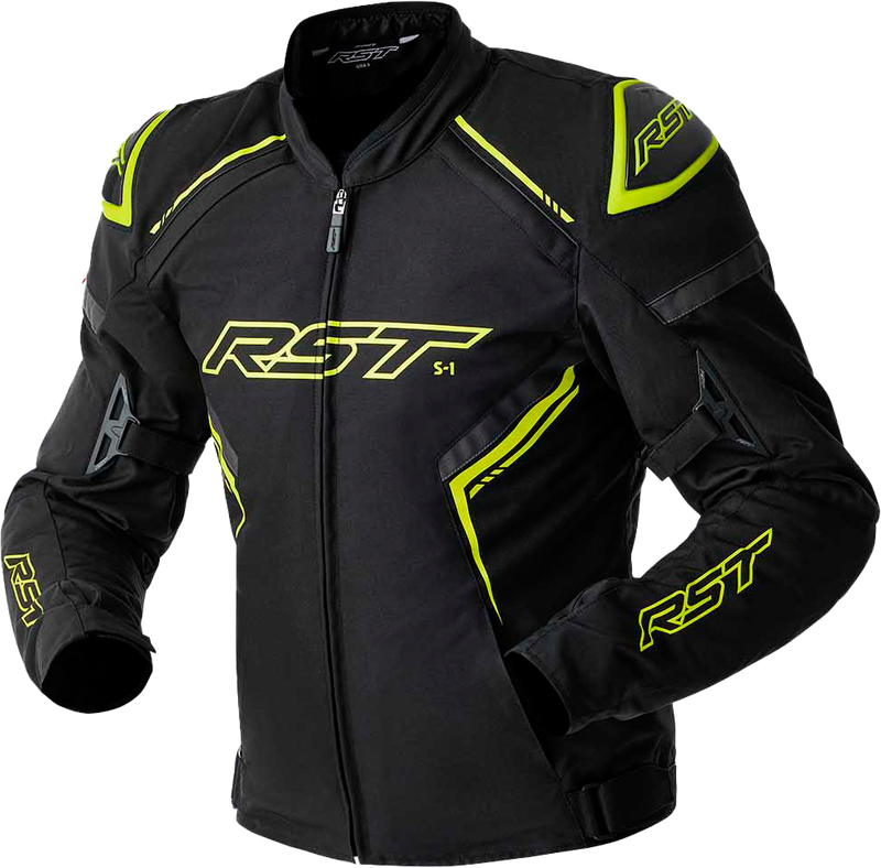 RST S1 D3O Textile CE Jacket - Black/Grey/Fluro Yellow - S