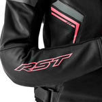 RST Women's S1 D3O Leather CE Jacket - Black/Fluro Pink - S