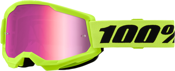 100% Strata 2 Goggle Yellow Mirror Pink Lens